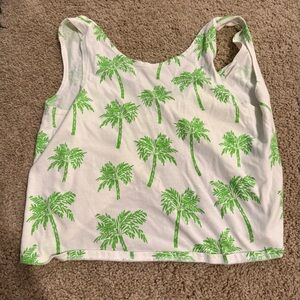 Zara White and Green Leaf Print Top
